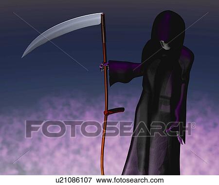 Grim Reaper, CG, 3D, Illustration View Large Illustration Stock Illustration - Grim Reaper, CG, 3D, Illustration. Fotosearch