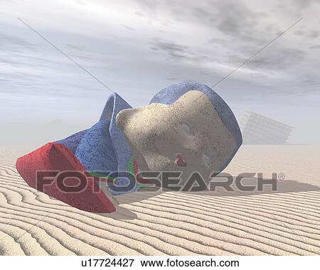 Japanese doll buried in sand, CG, 3D, Illustration View Large Illustration Stock Illustration - Japanese doll buried in sand, CG, 3D, Illustration. Fotosearch