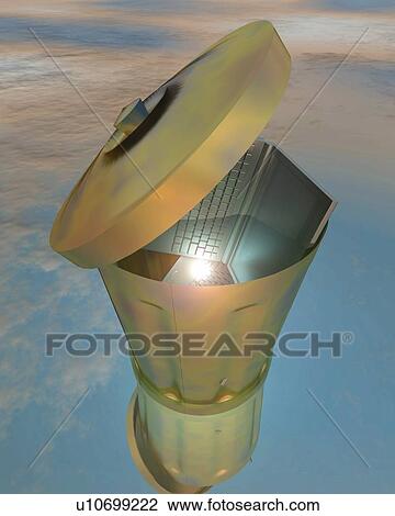 Drawing - Laptop Computer in Garbage Can, CG, 3D, Illustration, Close Up, High Angle View. Fotosearch