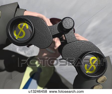 Man with Binocular, CG, 3D, Illustration, Close Up, Differential Focus View Large Illustration Stock Illustration - Man with Binocular, CG, 3D, Illustration, Close Up, Differential Focus. Fotosearch