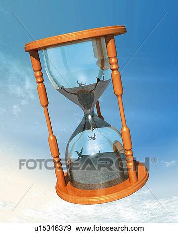Stock Illustration - Sand Clock, CG, 3D, Illustration, Close Up. Fotosearch