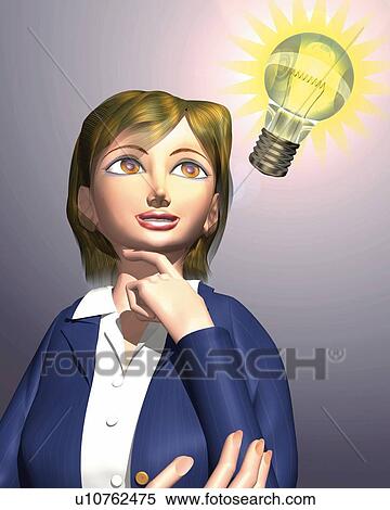 Stock Illustration - Woman flashing on, CG, 3D, Illustration, Low Angle View. Fotosearch