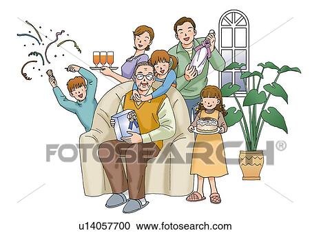 Birthday Party, Illustration, Front View View Large Illustration Clipart - Birthday Party, Illustration, Front View. Fotosearch