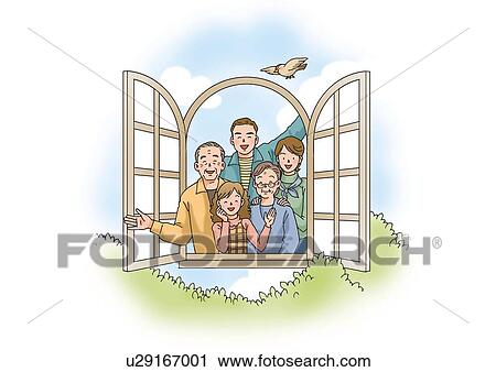 Clip Art - Family, Illustration, Front View. Fotosearch