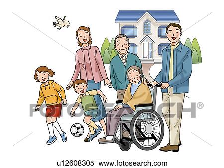 Family, Illustration, Front View View Large Illustration Stock Illustration - Family, Illustration, Front View. Fotosearch