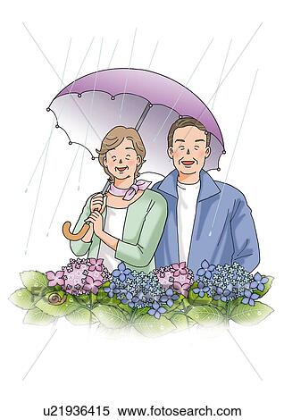 Stock Illustration - Senior couple, Illustration, Front View. Fotosearch