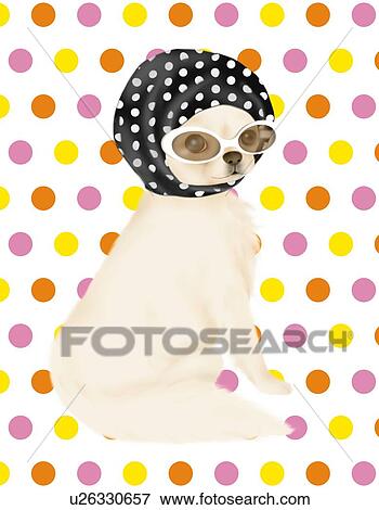 Chihuahua wearing headscarf and sunglasses, side view View Large Illustration Stock Illustration - Chihuahua wearing headscarf and sunglasses, side view. Fotosearch