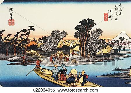 Scenery of Kawasaki in Edo Period, Painting, Woodcut, Japanese Wood Block Print View Large Illustration Stock Illustration - Scenery of Kawasaki in Edo Period, Painting, Woodcut, Japanese Wood Block Print. Fotosearch