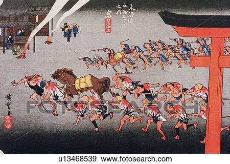 Scenery of Miya in Edo Period, Painting, Woodcut, Japanese Wood Block Print View Large Illustration Stock Illustration - Scenery of Miya in Edo Period, Painting, Woodcut, Japanese Wood Block Print. Fotosearch