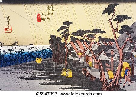 Drawing - Scenery of Oiso in Edo Period, Painting, Woodcut, Japanese Wood Block Print. Fotosearch