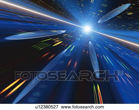 Stock Illustration - Computer Graphics of light and patterns, CG, 3D Image, Lens Flare, Blurred Motion. Fotosearch