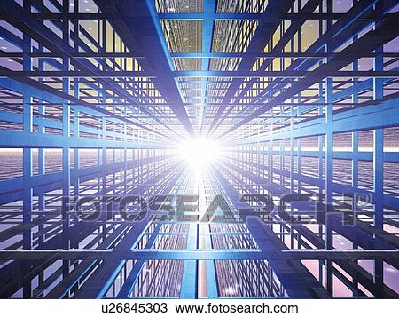 Computer Graphics of lines and light, CG, 3D Image View Large Illustration Drawing - Computer Graphics of lines and light, CG, 3D Image. Fotosearch