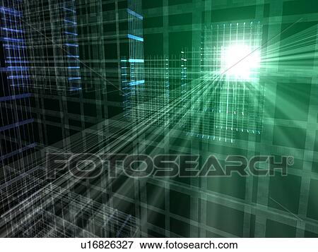 Stock Illustration - Computer Graphics of lines and light, CG, 3D Image. Fotosearch