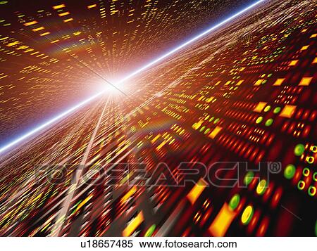 Computer Graphics of lines and light, CG, 3D Image View Large Illustration Stock Illustration - Computer Graphics of lines and light, CG, 3D Image. Fotosearch