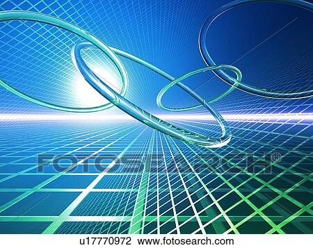 Computer Graphics of rings and lines, CG, 3D Image View Large Illustration Drawing - Computer Graphics of rings and lines, CG, 3D Image. Fotosearch