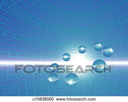 Clipart - Computer Graphics of spheres and lines, CG, 3D Image. Fotosearch
