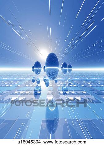 Stock Illustration - Computer Graphics of spheres and patterns, CG, 3D Image. Fotosearch