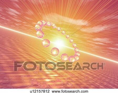Computer Graphics of spheres floating above water, CG, 3D Image View Large Illustration Drawing - Computer Graphics of spheres floating above water, CG, 3D Image. Fotosearch