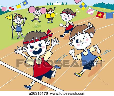 Children in Athletic Festival, Painting, Illustration, Illustrative Technique, Front View View Large Illustration Stock Illustration - Children in Athletic Festival, Painting, Illustration, Illustrative Technique, Front View. Fotosearch