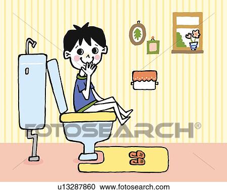 Children in toilet, Painting, Illustration, Illustrative Technique, Side View View Large Illustration Clipart - Children in toilet, Painting, Illustration, Illustrative Technique, Side View. Fotosearch