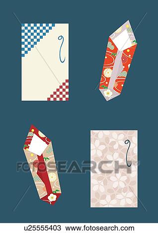 Drawing - Decorated Japanese Envelopes, Painting, Illustration, Illustrative Technique. Fotosearch