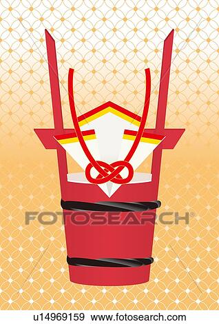 Stock Illustration - Decorated Pipe of Sake, Painting, Illustration, Illustrative Technique. Fotosearch