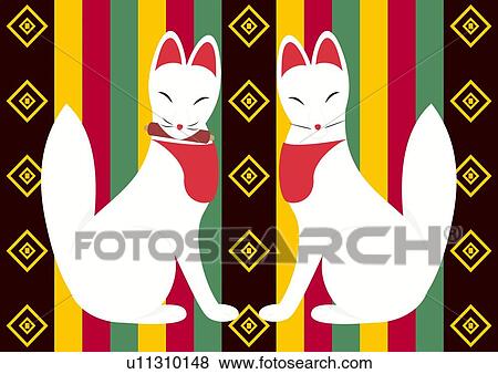 Inari's Foxes, Painting, Illustration, Illustrative Technique View Large Illustration Stock Illustration - Inari's Foxes, Painting, Illustration, Illustrative Technique. Fotosearch