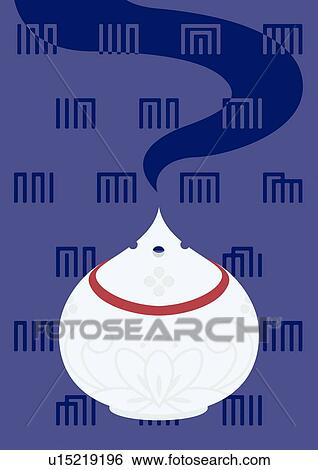 Stock Illustration - Japanese Censer, Painting, Illustration, Illustrative Technique. Fotosearch