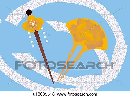Japanese Hair Accessories, Painting, Illustration, Illustrative Technique View Large Illustration Stock Illustration - Japanese Hair Accessories, Painting, Illustration, Illustrative Technique. Fotosearch