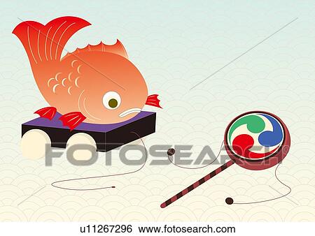 Stock Illustration - Japanese Toys, Painting, Illustration, Illustrative Technique. Fotosearch