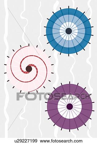 Stock Illustration - Japanese Umbrellas, Painting, Illustration, Illustrative Technique. Fotosearch