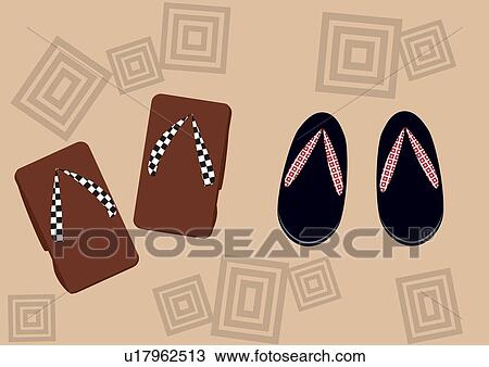 Japanese wooden Sandals, Painting, Illustration, Illustrative Technique View Large Illustration Drawing - Japanese wooden Sandals, Painting, Illustration, Illustrative Technique. Fotosearch