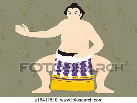 Sumo Wrestler, Painting, Illustration, Illustrative Technique, Front View View Large Illustration Stock Illustration - Sumo Wrestler, Painting, Illustration, Illustrative Technique, Front View. Fotosearch