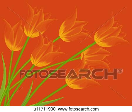 Closed Up Image of Several Red-colored Tulips on a Red Surface, Front View, Illustration, Illustrative Technique View Large Illustration Clipart - Closed Up Image of Several Red-colored Tulips on a Red Surface, Front View, Illustration, Illustrative Technique. Fotosearch
