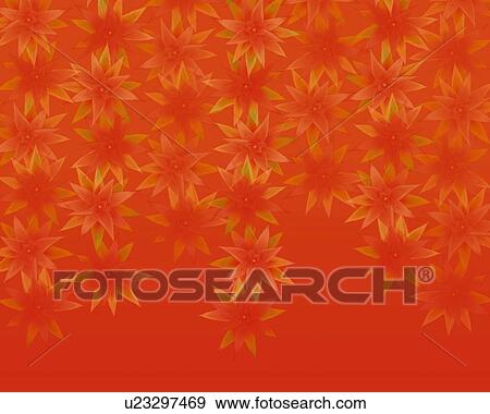Stock Illustration - Closed Up Image of Several Red-colored Blossoms on a Red Surface, Illustration, Illustrative Technique. Fotosearch