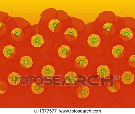Stock Illustration - Image of a Bunch of Red-colored Poppys Spreading Over a Surface, Illustration, Illustrative Technique. Fotosearch