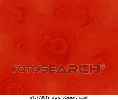 Stock Illustration - Image of Several Red Roses on a Red Surface, High Angle View, Illustration, Illustrative Technique. Fotosearch