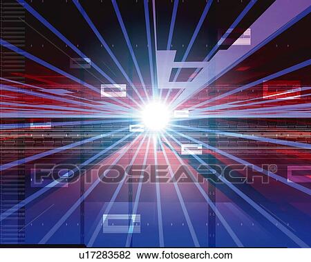 Drawing - Geometric Pattern and Light, CG, 3D. Fotosearch