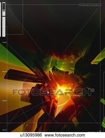 Stock Illustration - Geometric Pattern, CG, 3D, Lens Flare. Fotosearch