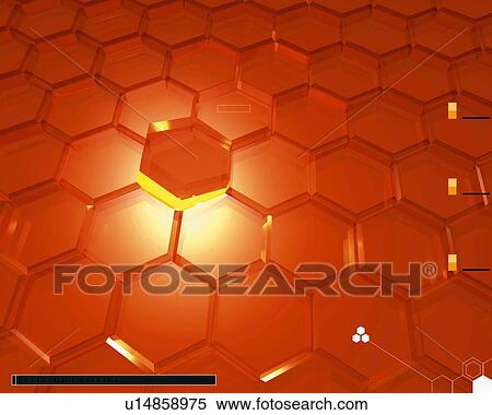 Honeycomb Pattern, CG, 3D View Large Illustration Stock Illustration - Honeycomb Pattern, CG, 3D. Fotosearch