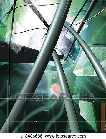 Pipes and Light, CG, 3D View Large Illustration Stock Illustration - Pipes and Light, CG, 3D. Fotosearch