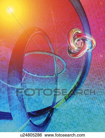 Rings and Light, CG, 3D View Large Illustration Stock Illustration - Rings and Light, CG, 3D. Fotosearch