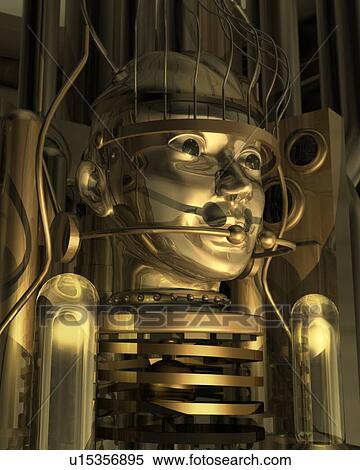 アンドロイド イラスト Cg ３ｄ セピア 終わり 低い 角度 眺め イラスト U Fotosearch