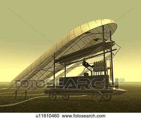 Clipart - Aircraft, Illustration, CG, 3D, Sepia, Close Up. Fotosearch