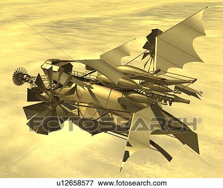 Aircraft, Illustration, CG, 3D, Sepia, High Angle View View Large Illustration Stock Illustration - Aircraft, Illustration, CG, 3D, Sepia, High Angle View. Fotosearch