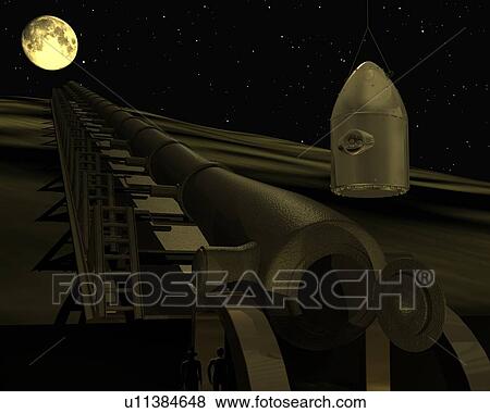 Stock Illustration - Artillery, Illustration, CG, 3D, Sepia, Low Angle View. Fotosearch
