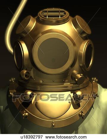 Stock Illustration - Diver, Illustration, CG, 3D, Close Up, Front View. Fotosearch