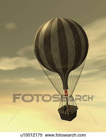 Fire Balloon, Illustration, CG, 3D, Sepia, Close Up View Large Illustration Stock Illustration - Fire Balloon, Illustration, CG, 3D, Sepia, Close Up. Fotosearch