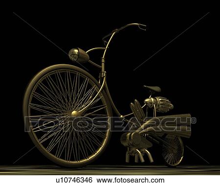 Stock Illustration - Motorcycle, Illustration, CG, 3D, Sepia, Close Up. Fotosearch