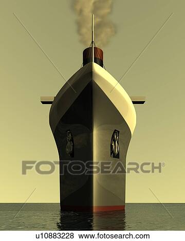 Stock Illustration - Ship, Illustration, CG, 3D, Close Up, Low Angle View. Fotosearch